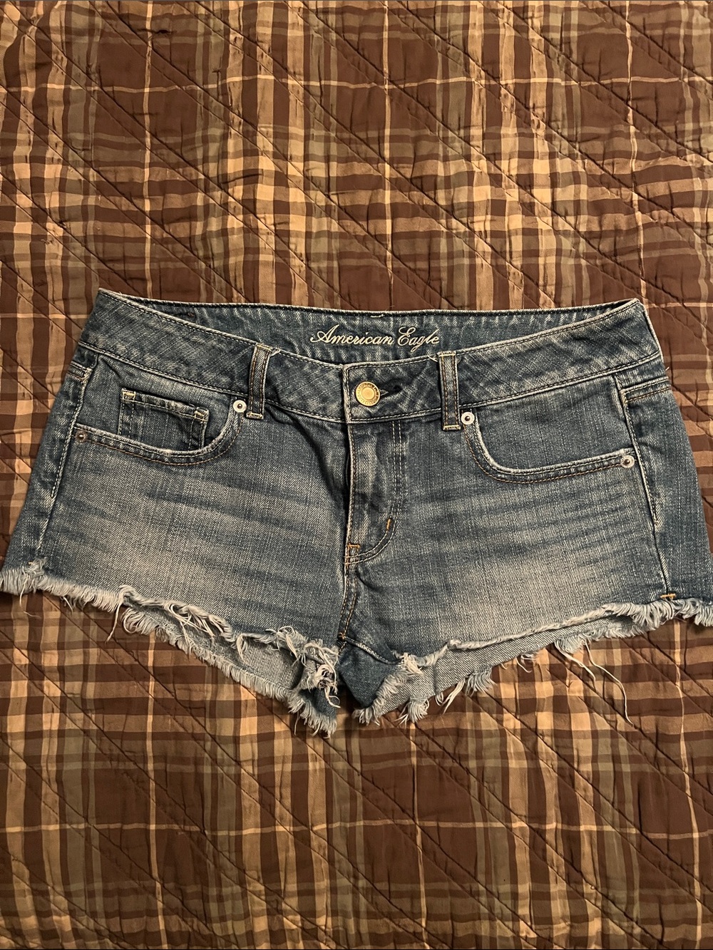American Eagle Outfitters Light Blue Denim Frayed Cutoff Shorts Size 8